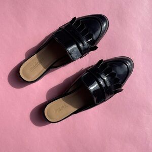 Patent Leather Loafer Mules